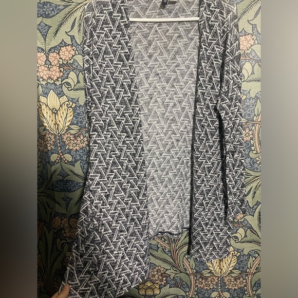 H&m black white xs open front cardigan triangles zig zag chevron - Picture 5 of 7